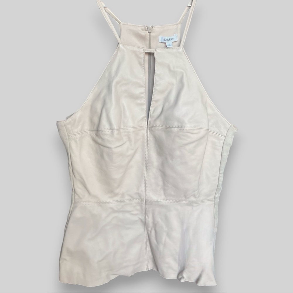 BAILEY 44 | Beige Leather Front Top | Open Back | Size S
